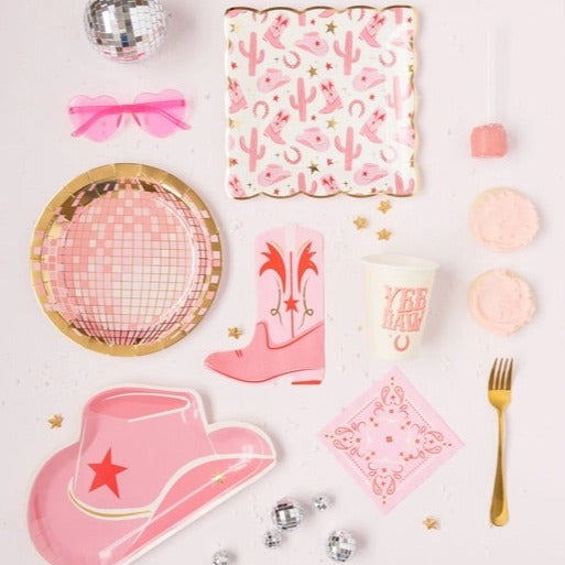 Pink Cowgirl Boot Paper Napkins 18ct | First Rodeo Birthday | Disco Cowgirl Birthday | Bride's Last Rodeo Bachelorette | Cowgirl Party Decor
