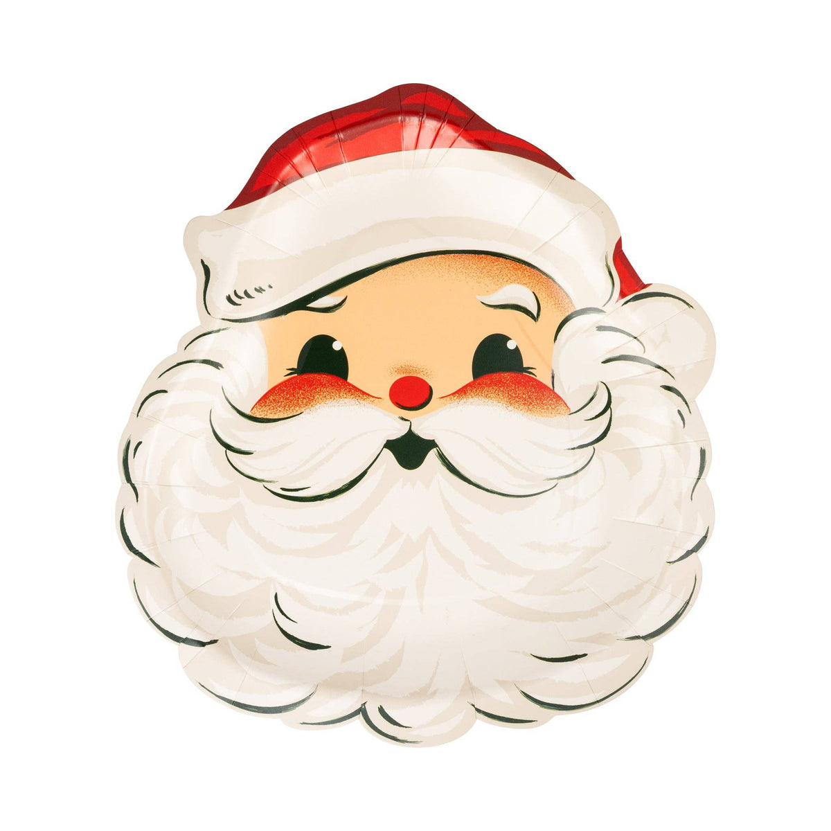 Single Retro Santa Paper Plate highlighting the retro Santa face with gold foil accents.