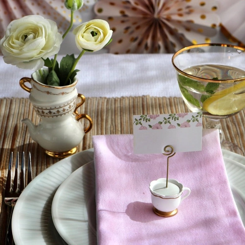 Tea Time Whimsy Ceramic Bud Vase - Tea Party Events, Take Home Gift Party Decor for Birthday, Wedding & Bridal Shower