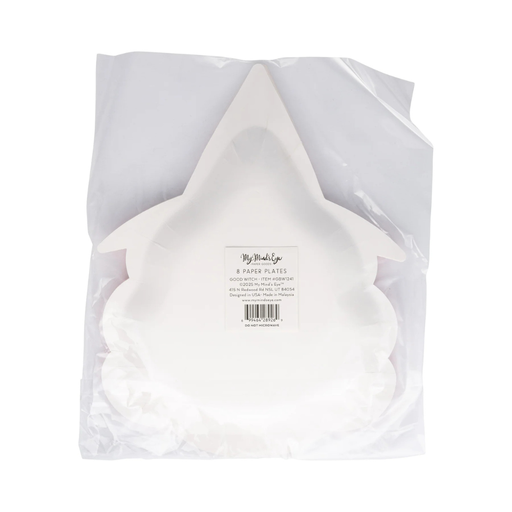 Back view of packaged Good Witch paper plates