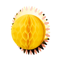 Yellow sun honeycomb decoration with spiked gold foil rays
