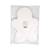 Back packaging of Gingerbread Man Plates showing plate shape and product label.