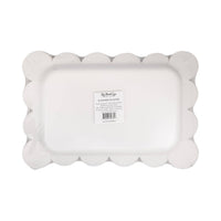 The back of the 8ct scalloped paper plates packaging showing size and technical specs.