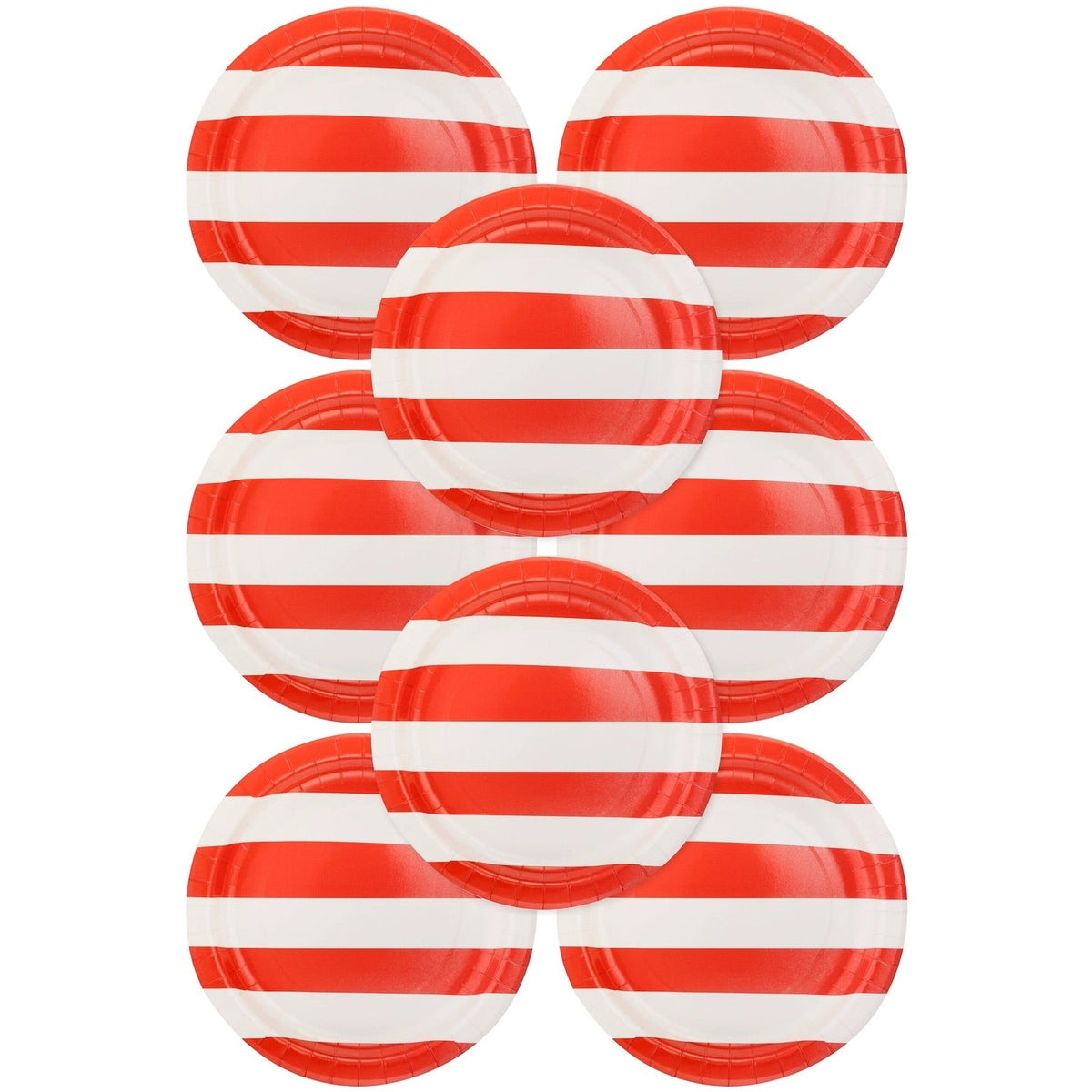 These red striped paper plates are a perfect match for your patriotic party! With a bold design, these plates pair nicely with our star plates for an all-American celebration.