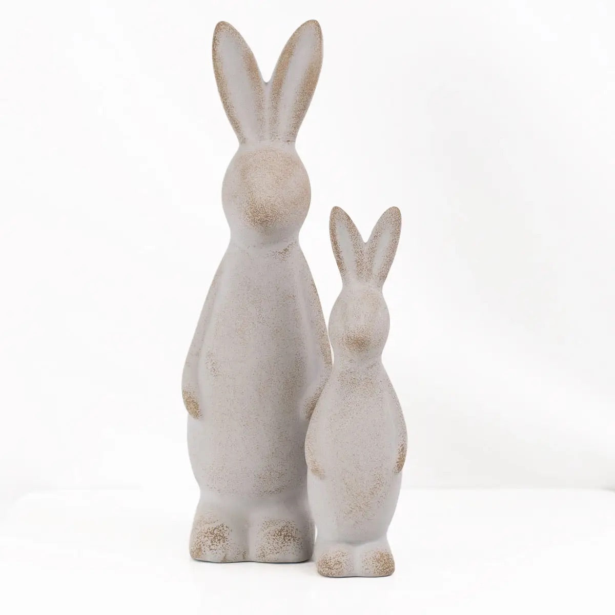 Gray easter bunny table decoration. Modern easter decor.