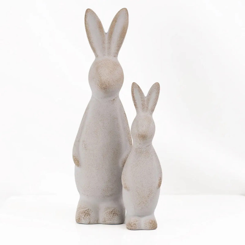 Gray easter bunny table decoration. Modern easter decor.
