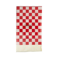 Back of Red checked paper napkins with fringe detail - perfect to use as Christmas napkins