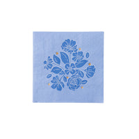 Blue floral paper cocktail napkin perfect for a baby shower, a bridal shower, or easter.