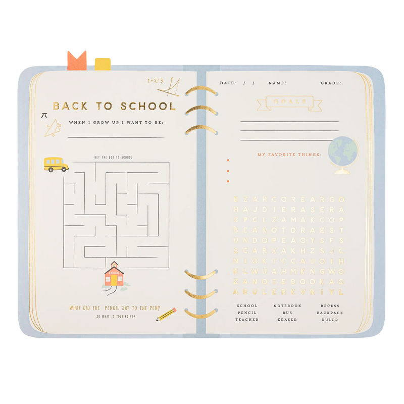 Cropped, isolated view of the full planner placemat design with school-themed graphics.