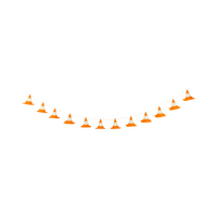 Fully extended 6 ft Construction Cone Banner on white background