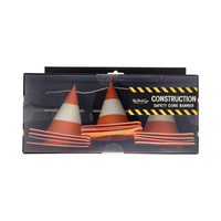 Close-up of the packaged 3D paper construction cone banner