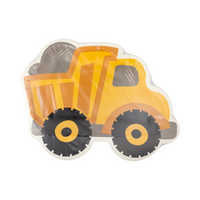 Dump truck-shaped plate in packaging