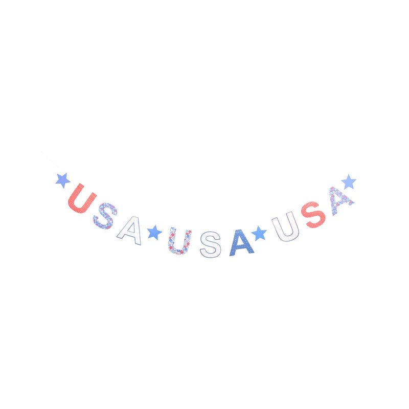 Floral USA Banner | 4th of July Banner, Patriotic Banner, Patriotic Paper Banner, 4th of July Party Decor, Memorial Day Party, Garland