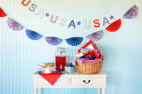 Floral USA Banner | 4th of July Banner, Patriotic Banner, Patriotic Paper Banner, 4th of July Party Decor, Memorial Day Party, Garland