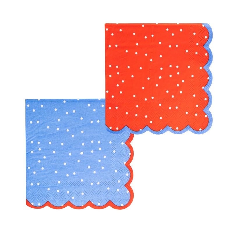 Americana Polka Dot Cocktail Napkins, 24ct | Patriotic Napkins, July 4th Paper Napkins, 4th of July Party Supplies, Fourth of July Tableware