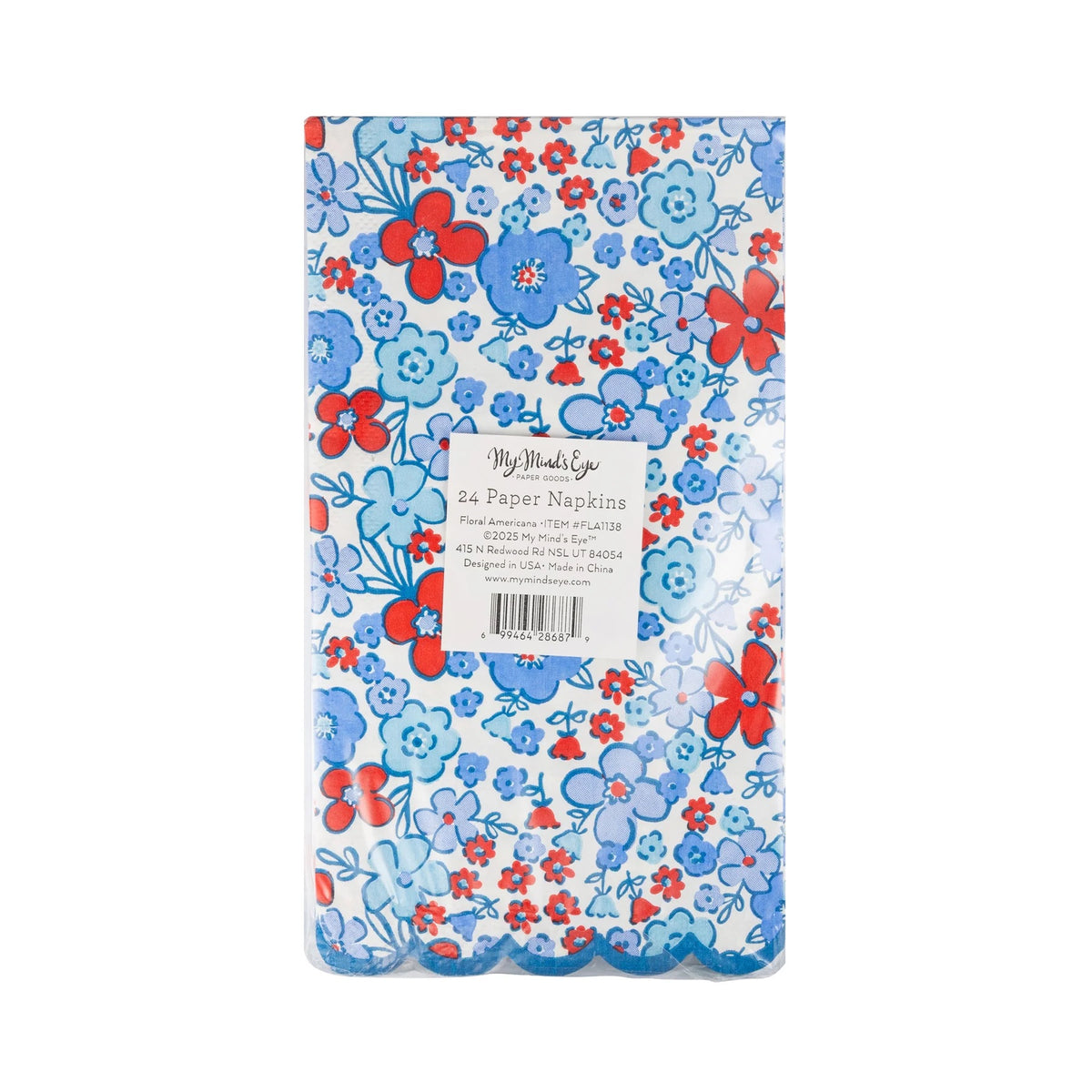 Floral Americana Dinner Napkin, 24ct | Patriotic Napkins, July 4th Paper Napkins, 4th of July Party Supplies, Fourth of July Tableware, USA