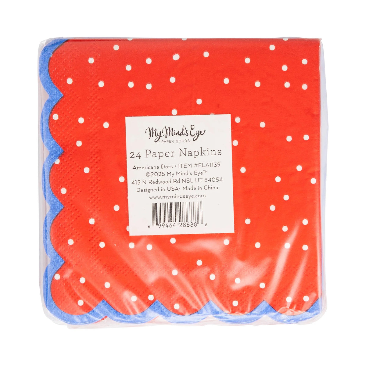 Americana Polka Dot Cocktail Napkins, 24ct | Patriotic Napkins, July 4th Paper Napkins, 4th of July Party Supplies, Fourth of July Tableware