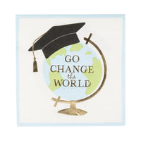 Go Change the World Paper Napkins, 18ct | Travel Themed Graduation Party Napkins, High School Grad Party Napkins, Congrats Graduate