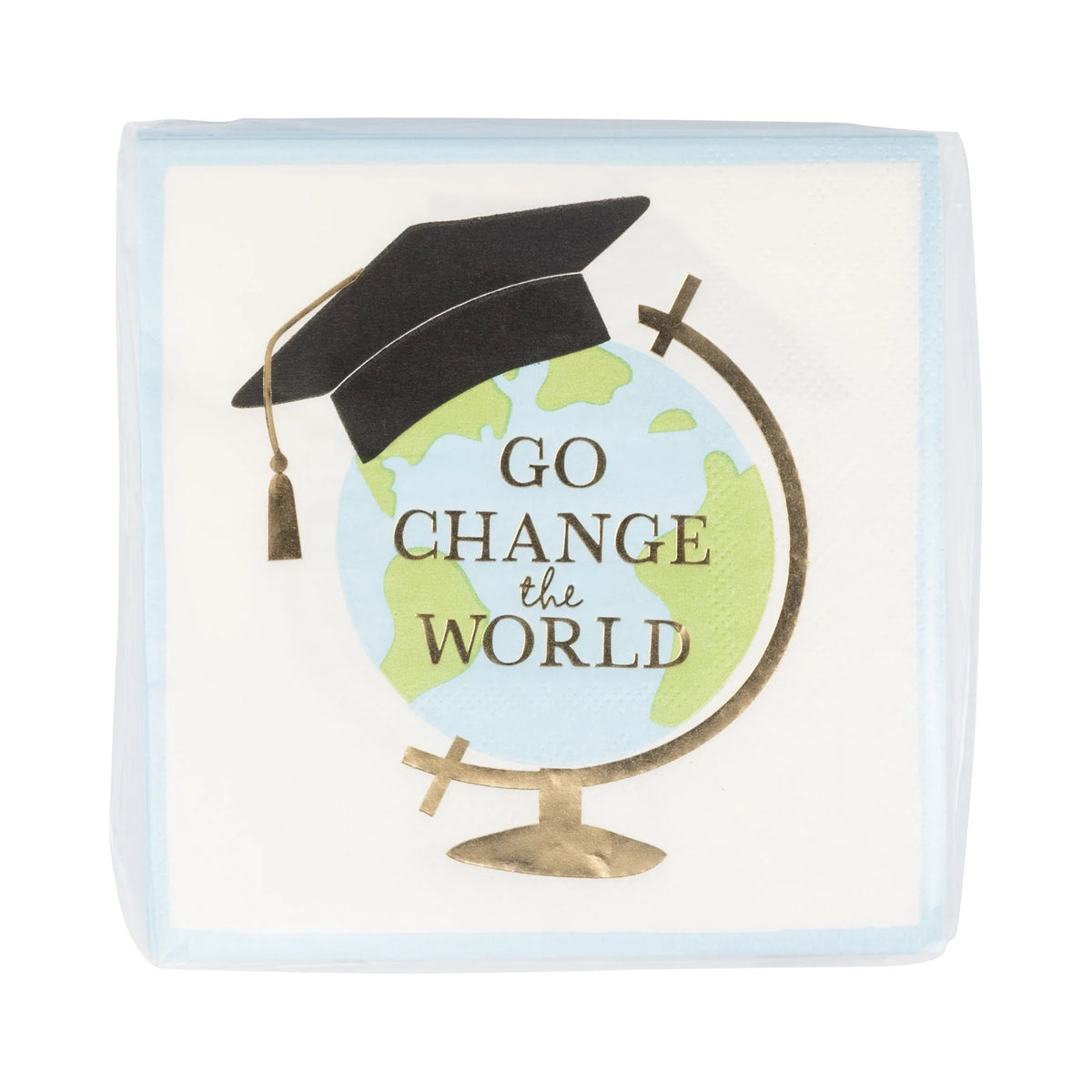 Go Change the World Paper Napkins, 18ct | Travel Themed Graduation Party Napkins, High School Grad Party Napkins, Congrats Graduate