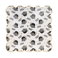 Square Yay Graduation Cap Pattern Plate, 8ct | Graduation Party, Graduation Paper Plates, Grad Party Decor, Graduation Decor, College Grad