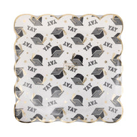 Square Yay Graduation Cap Pattern Plate, 8ct | Graduation Party, Graduation Paper Plates, Grad Party Decor, Graduation Decor, College Grad