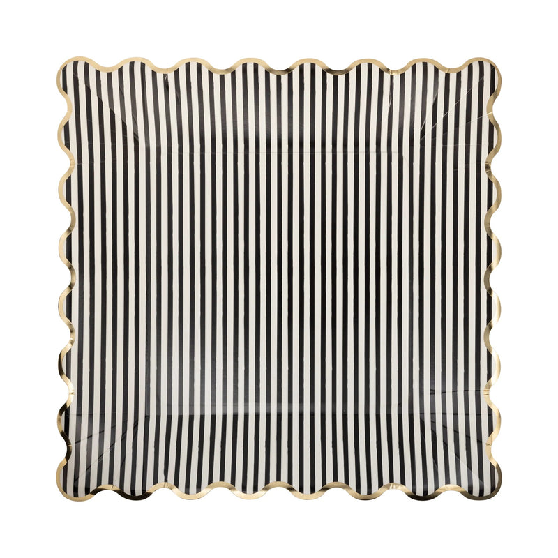 11" Black and White Square Paper Plate