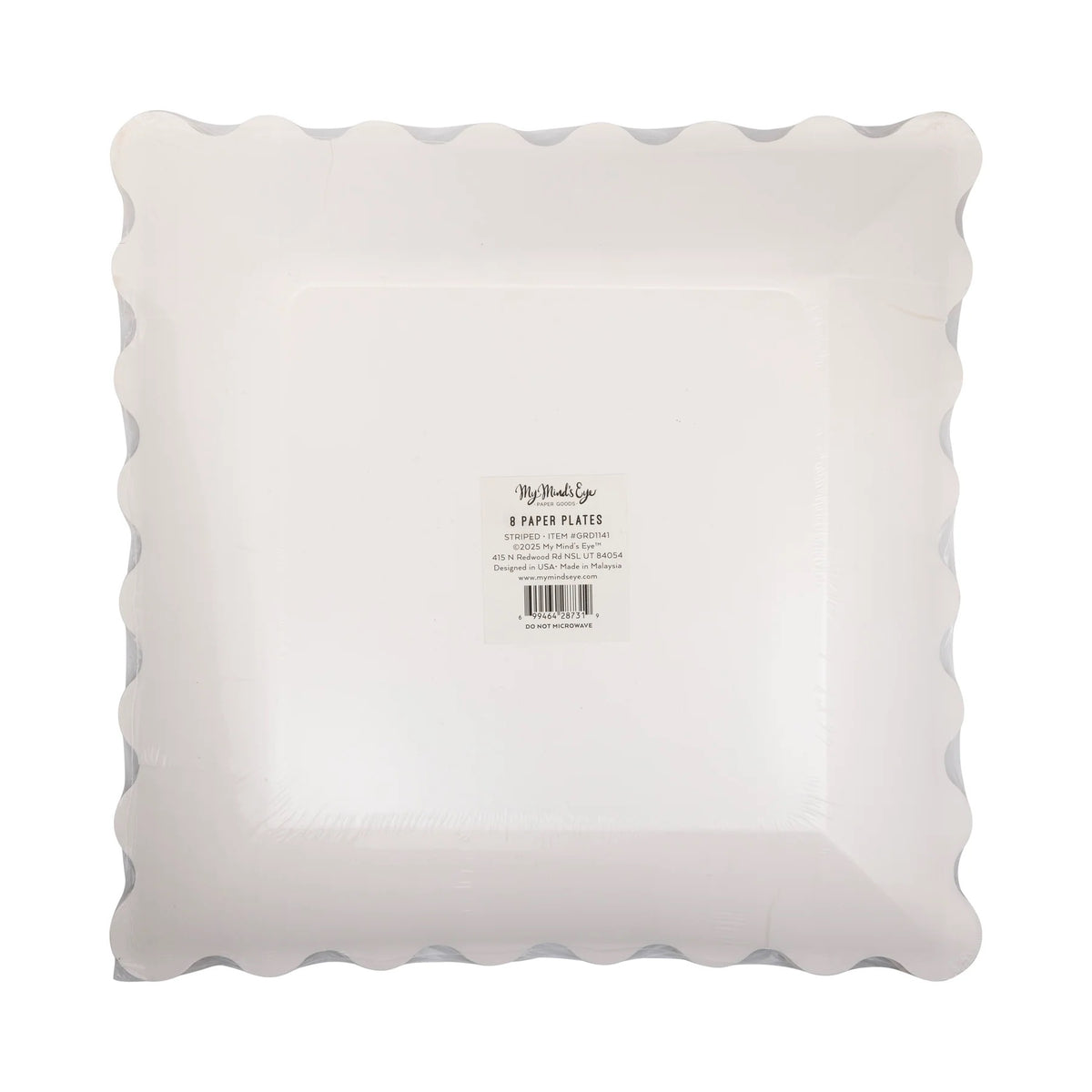 11" Black and White Square Paper Plate