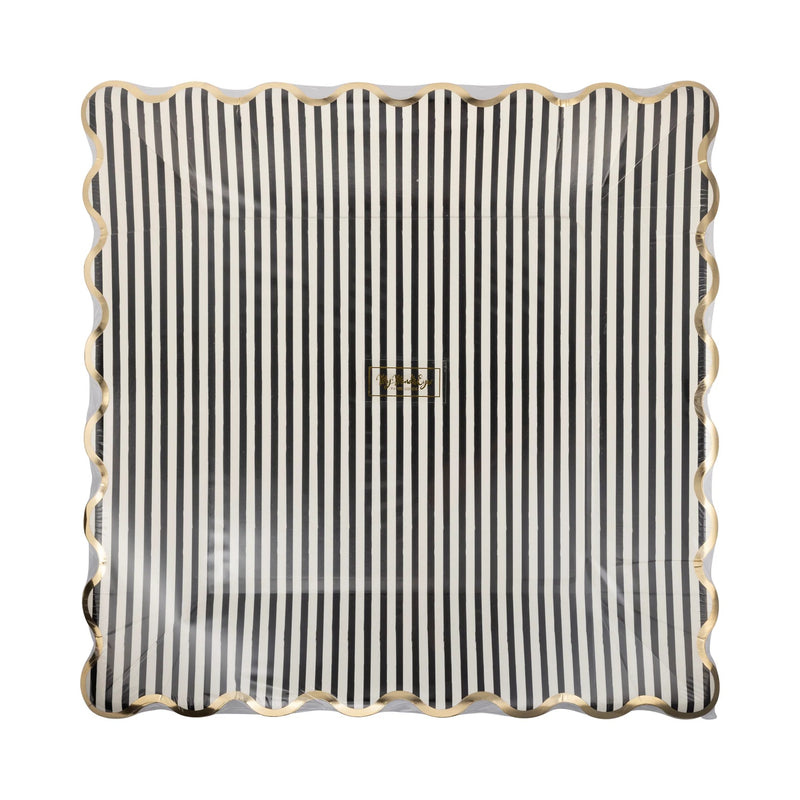 11" Black and White Square Paper Plate