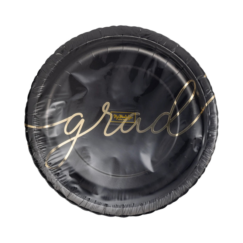 Black Graduate Paper Plates