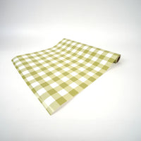 Olive Gingham Paper Table Runner