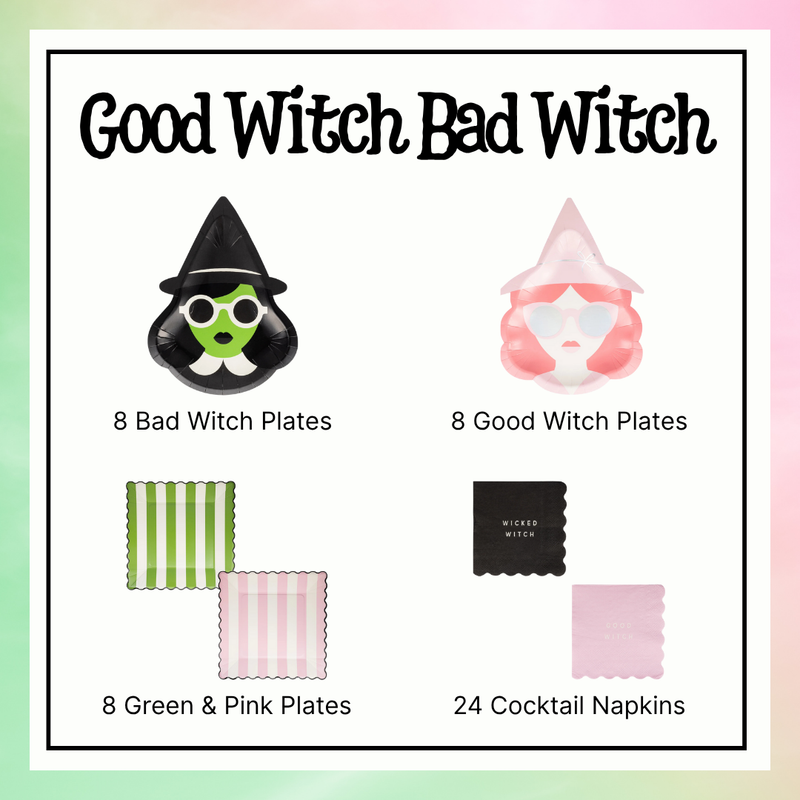 Good Witch Bad Witch party in a box inclusions