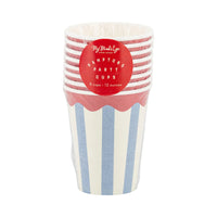 4th of July Paper Party Cups, 8ct | Red, White and Blue Paper Cups, Memorial Day Cups, American Flag Cups, Patriotic Paper Cups