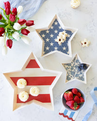 Hamptons Star Shaped Bamboo Reusable Tray Set | July Fourth Tray, 4th of July Serving Platter, Red White and Blue Trays, Independence Day,