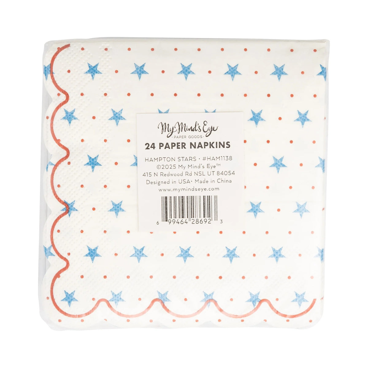Hamptons Petite Stars Cocktail Paper Napkins, 24ct | July Fourth Napkins, 4th of July Napkins, Red White and Blue Napkins, Memorial Day