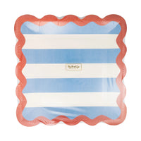 Hamptons Stripes 9" Ric Rac Trim Paper Plate, 8ct | Patriotic Plates, July 4th Paper Plates, 4th of July Party Supplies, USA Plates