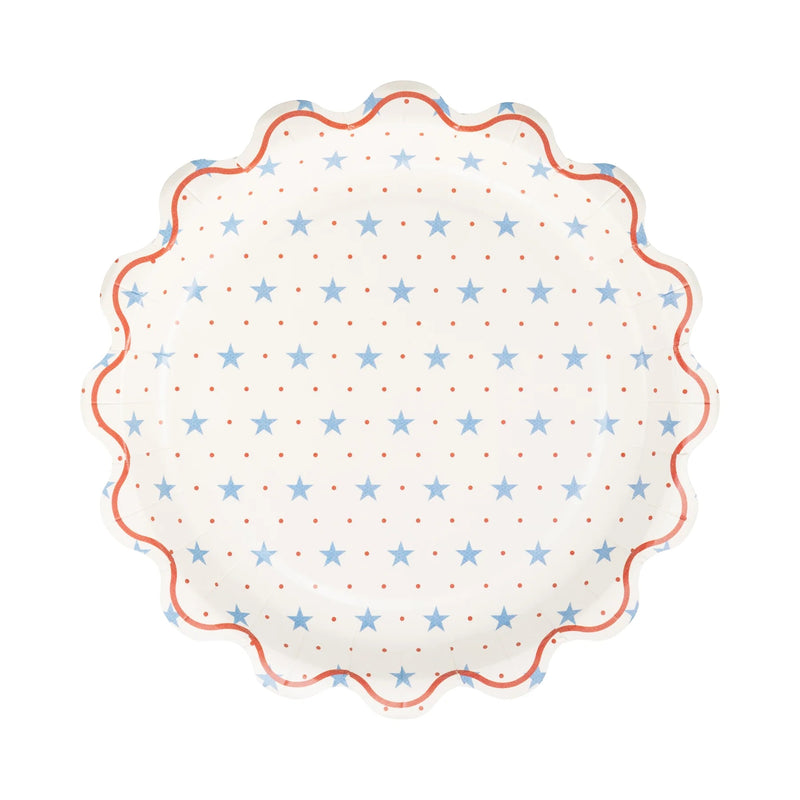 Hamptons Petite Stars 9" Paper Plates, 8ct | Patriotic Plates, July 4th Paper Plates, 4th of July Party Supplies, Stars and Stripes Plate