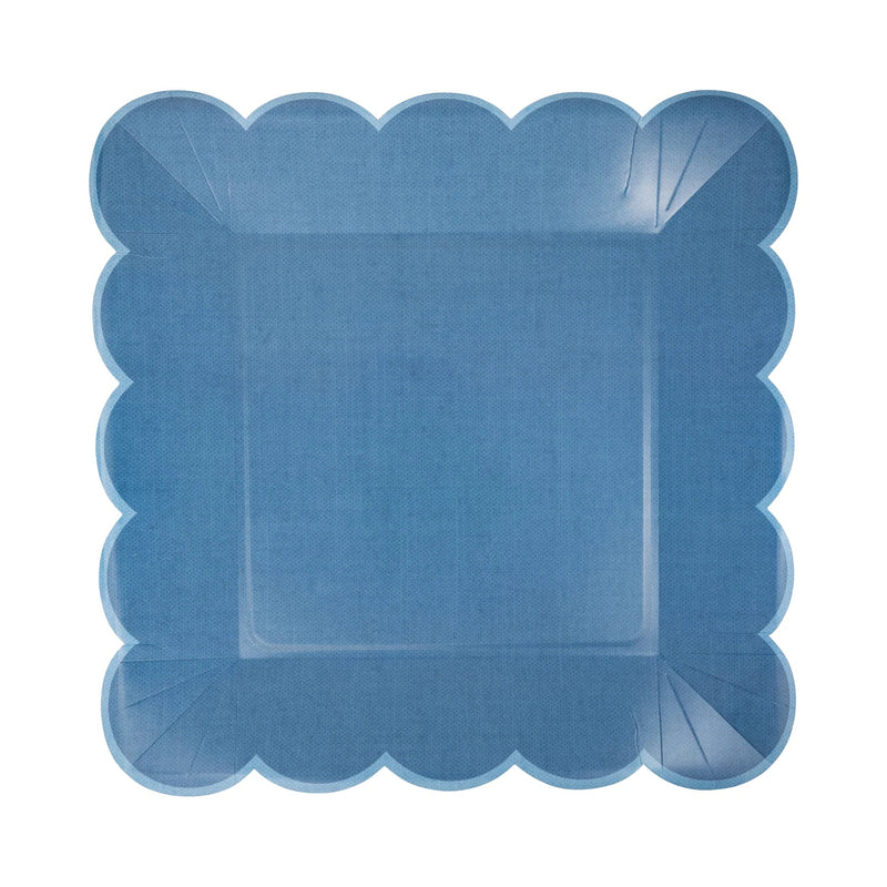 Hamptons Blue Large Scallop 11" Paper Plate, 8ct | Patriotic Plates, July 4th Paper Plates, Boy Baby Shower Plates, Something Blue Plates