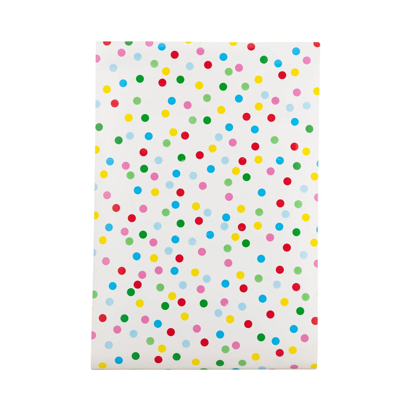 Bright Birthday Polka Dot Table Runner | Confetti Table Paper Table Runner, Ice Cream Party Table Cloth, Rainbow Birthday Party Supplies