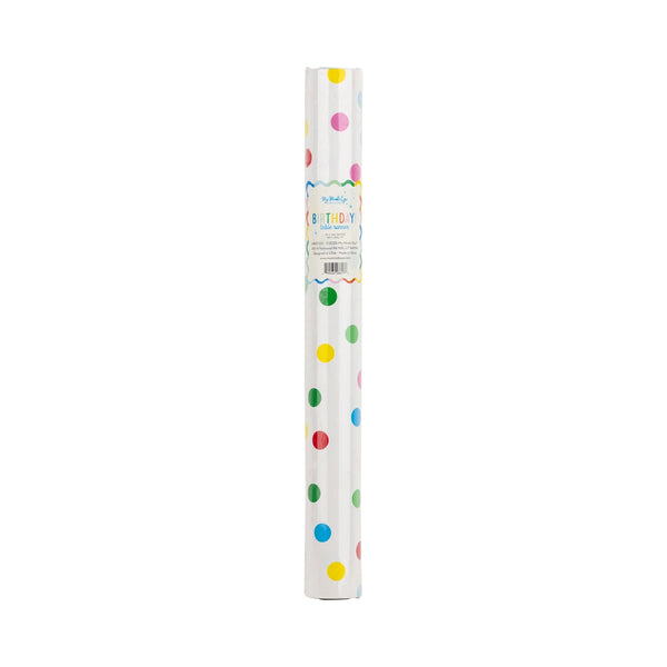 Bright Birthday Polka Dot Table Runner | Confetti Table Paper Table Runner, Ice Cream Party Table Cloth, Rainbow Birthday Party Supplies