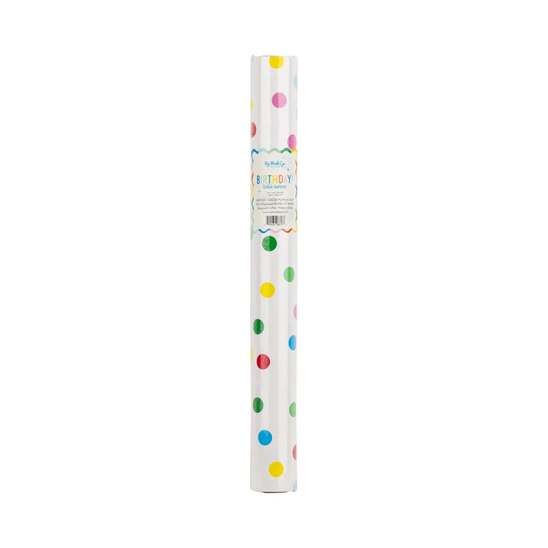 Bright Birthday Polka Dot Table Runner | Confetti Table Paper Table Runner, Ice Cream Party Table Cloth, Rainbow Birthday Party Supplies