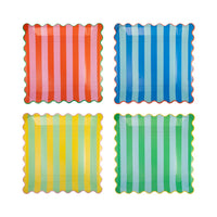 Large Striped Rainbow Paper Plates