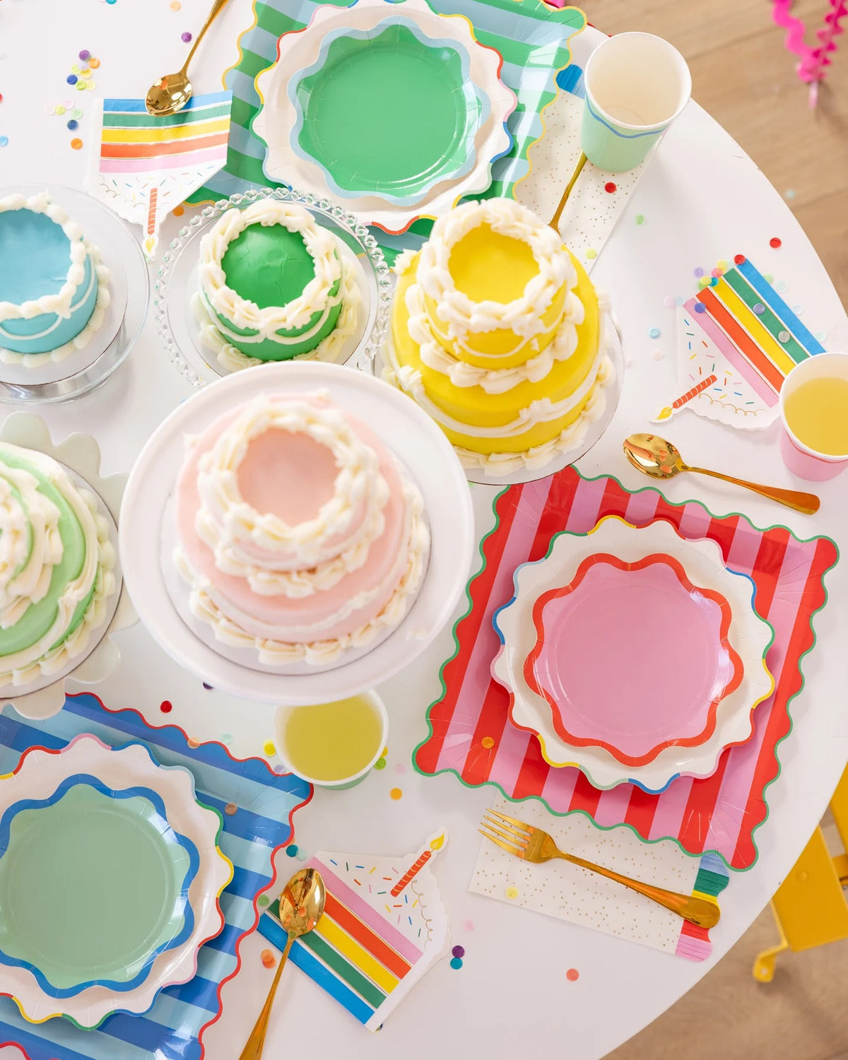 Large Striped Rainbow Paper Plates