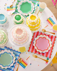 Large Striped Rainbow Paper Plates