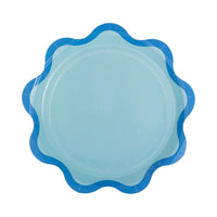 Rainbow Wavy Paper Plates in Blue