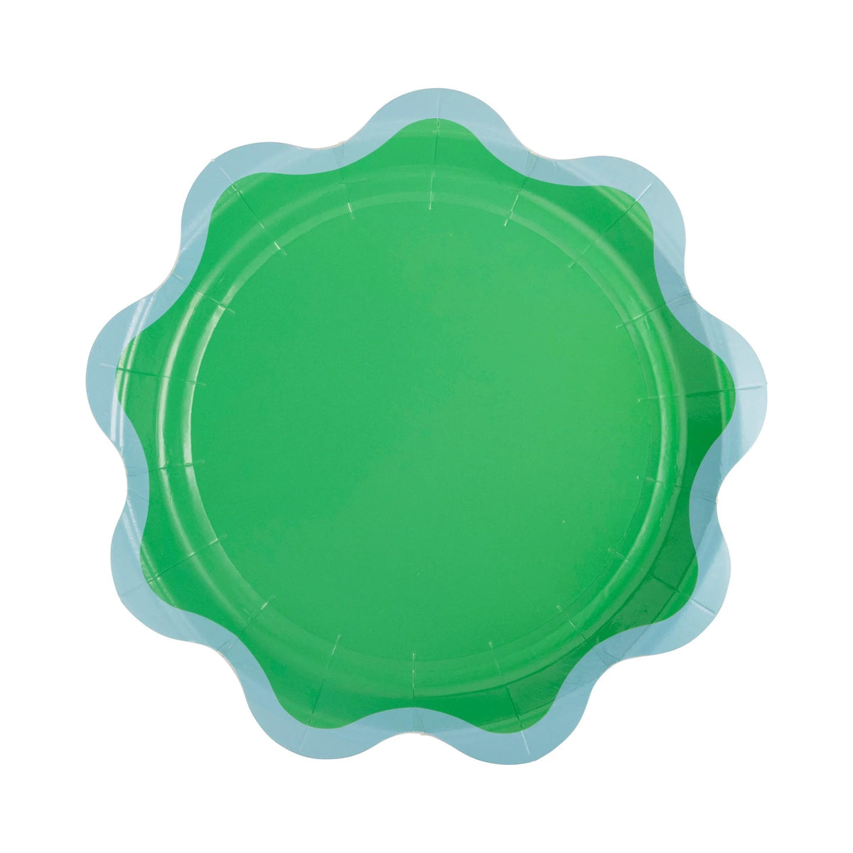 Rainbow Wavy Paper Plates in Green