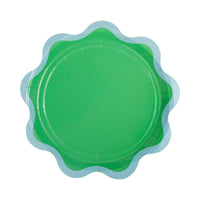 Rainbow Wavy Paper Plates in Green