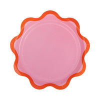 Rainbow Wavy Paper Plates in Pink