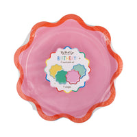 Rainbow Wavy Paper Plates in packaging