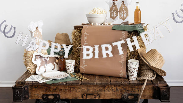 Cowboy Happy Birthday Banner, 5.5ft | Western Party, Horse Birthday Banner, First Rodeo Birthday, Equestrian Birthday, Cowgirl Birthday