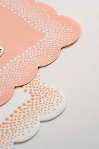 Set of Harmony Peach Dots Napkins arranged neatly for a bridal shower cocktail hour.